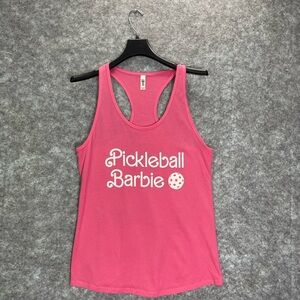 Pickleball Barbie Women’s Pink Tank Top Size XXL 2X Racerback Graphic Athletic